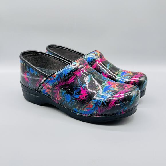 Dansko Shoes Womens 12 Black Multicolor Leather Clogs XP Professional Work Nurse - Picture 2 of 12